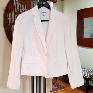 Calvin Klein White Textured Waist Coat Blazer